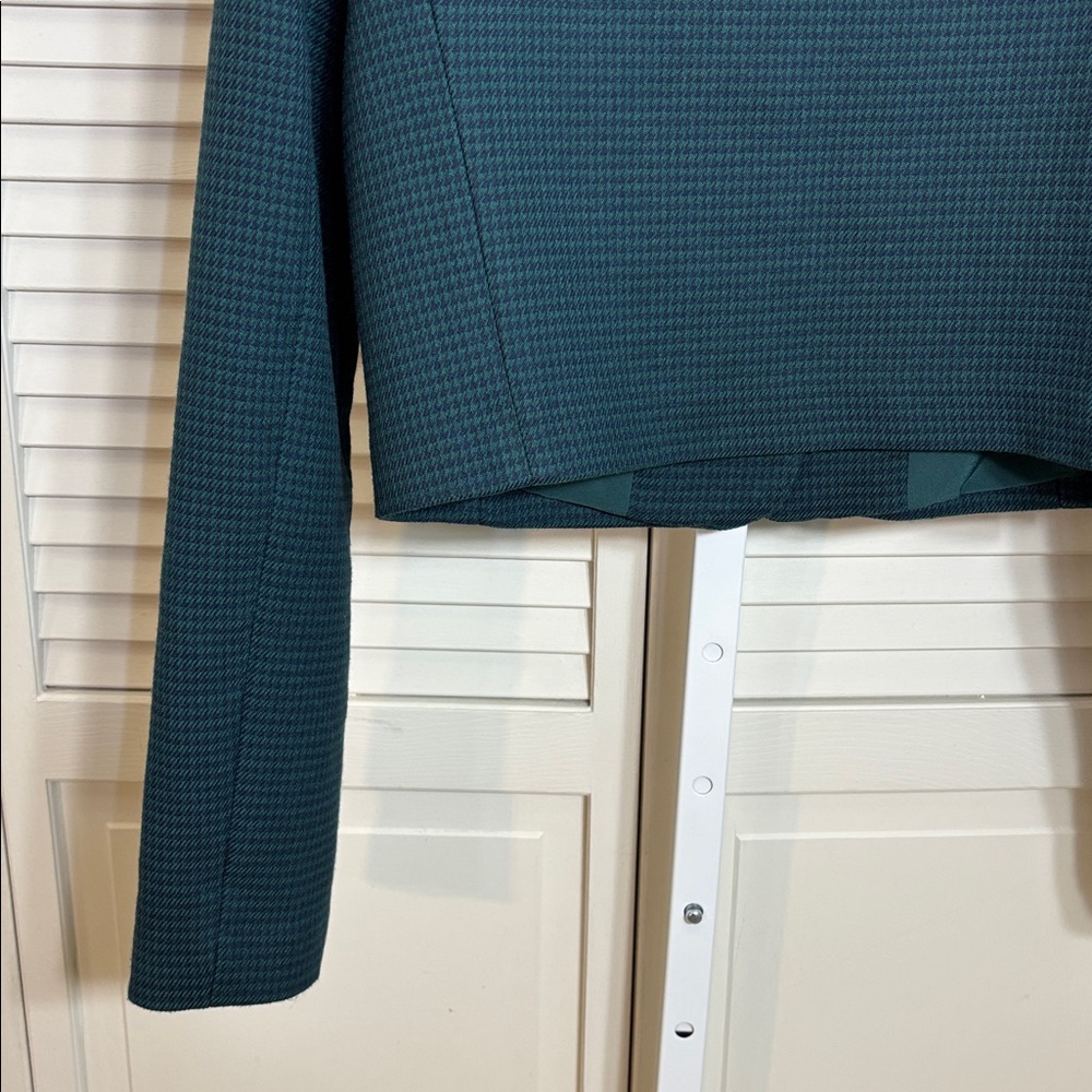 Favorite Daughter Dark Teal Cropped Button Houndstooth Emily Jacket XS - Picture 15 of 16